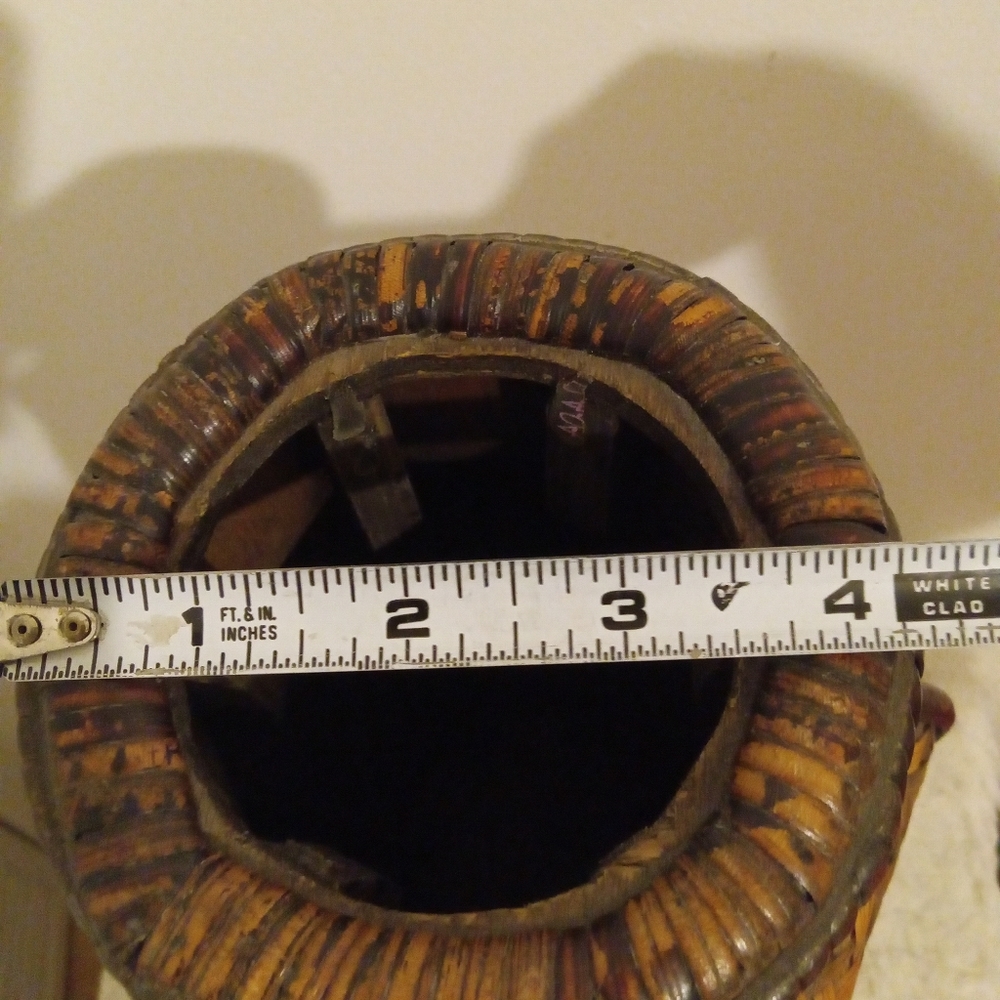Vintage Rattan Woven Wooden Flower Vase - Picture 6 of 7